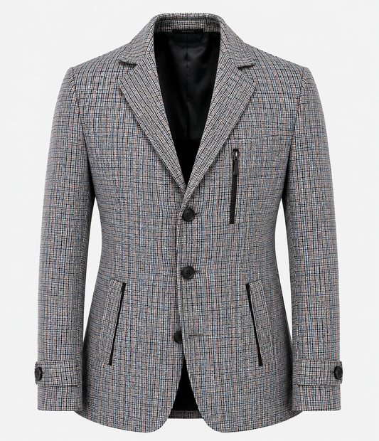 Men's Premium Glen Check Tailored Blazer – Grey